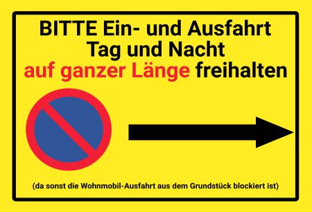 ... auf ganzer L&auml;nge freihalten Parken-Verkehr Schild smart spritzig schilder selbst gestalten