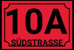 10A Südstrasse Strassen-Hausnummern Schild informativ auffallend schilder selbst gestalten