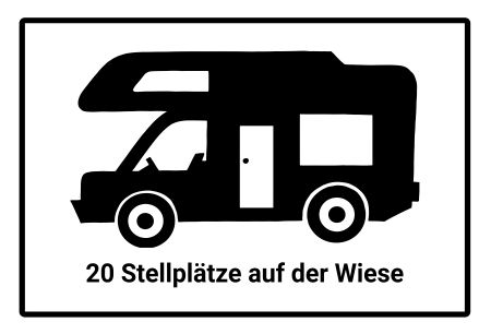 20 Stellpl&auml;tze Camping Hinweis Schild informativ auffallend schilder selbst gestalten