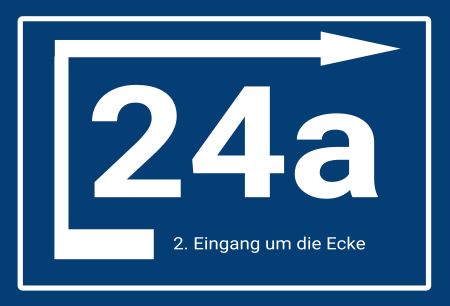 24 a 2.Eingang um die Ecke Wegweiser Schild smart spannend spritzig schilder selbst gestalten
