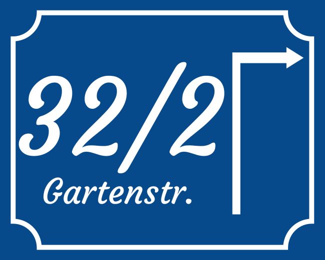 32/2 Strassen-Hausnummern Schild smart spritzig auffallend schilder selbst gestalten