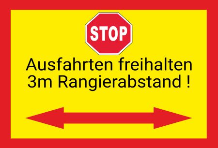 3m Rangierabstand Parken-Verkehr Schild informativ auffallend nachdrücklich schilder selbst gestalten