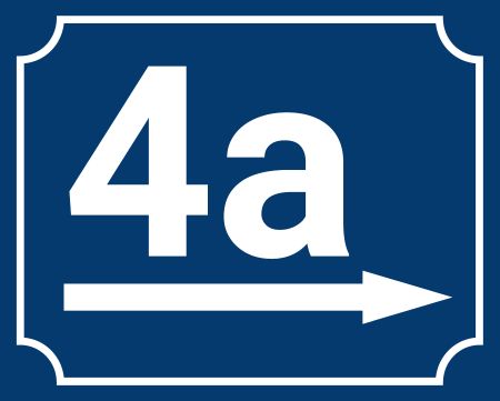 4a nach rechts Strassen-Hausnummern Schild informativ auffallend schilder selbst gestalten