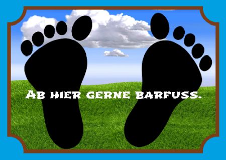 AB HIER GERNE BARFUSS. Hinweis Schild smart bunt schilder selbst gestalten