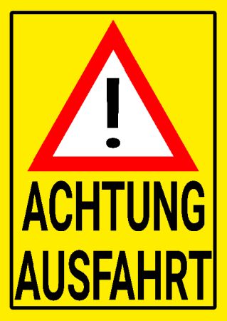 ACHTUNG AUSFAHRT Parken-Verkehr Schild smart schilder selbst gestalten