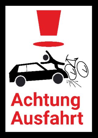 Achtung Ausfahrt Parken-Verkehr Schild smart kreativ spritzig schilder selbst gestalten