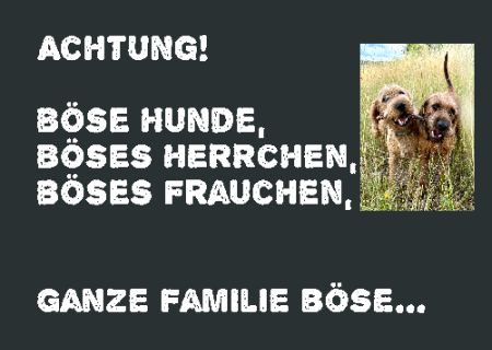 ACHTUNG! BÖSE HUNDE BÖSES HERRCHEN ... Hunde Schild smart bunt schilder selbst gestalten