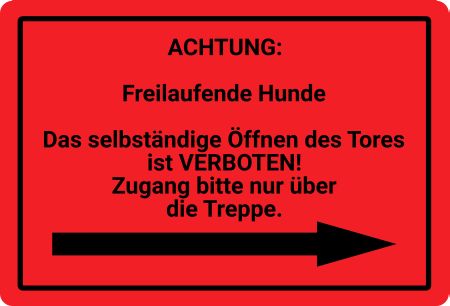 Achtung: Freilaufende Hunde Hinweis Schild smart kreativ spritzig schilder selbst gestalten