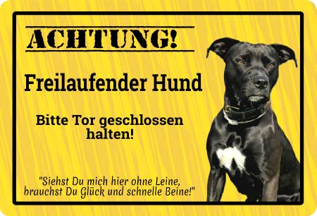 Achtung! Freilaufender Hund Hunde Schild smart spritzig schilder selbst gestalten