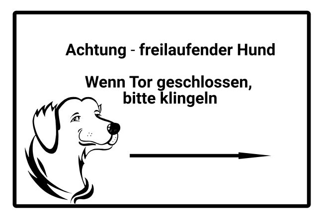 Achtung freilaufender Hund Warnung-Zutrittverboten Schild smart spannend schilder selbst gestalten