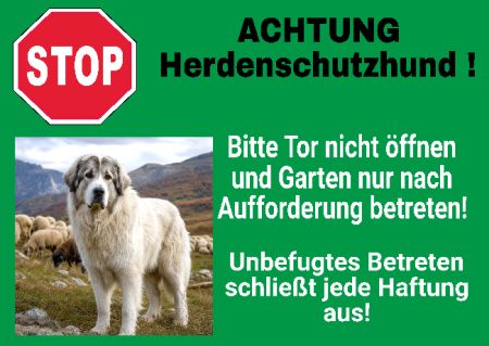 ACHTUNG Herdenschutzhund! Hunde Schild smart bunt kreativ schilder selbst gestalten