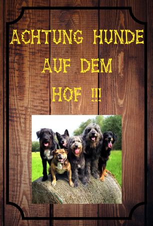 ACHTUNG HUNDE AUF DEM HOF !!! Hunde Schild smart kreativ spritzig schilder selbst gestalten