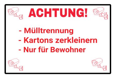ACHTUNG - M&uuml;lltrennung Hinweis Schild kreativ informativ auffallend nachdr&uuml;cklich schilder selbst gestalten