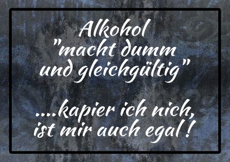 Alkohol macht dumm.. Sprüche Schild smart kreativ spritzig lustig schilder selbst gestalten