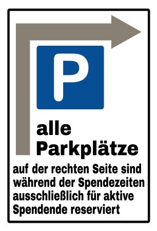 alle Parkplätze auf der rechten Seite sind ... Parken-Verkehr Schild smart kreativ spritzig schilder selbst gestalten