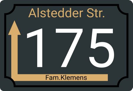Alstedder Str. Links rum Strassen-Hausnummern Schild spannend bunt kreativ auffallend schilder selbst gestalten