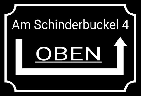 Am Schinderbuckel 4 OBEN Strassen-Hausnummern Schild smart kreativ spritzig schilder selbst gestalten