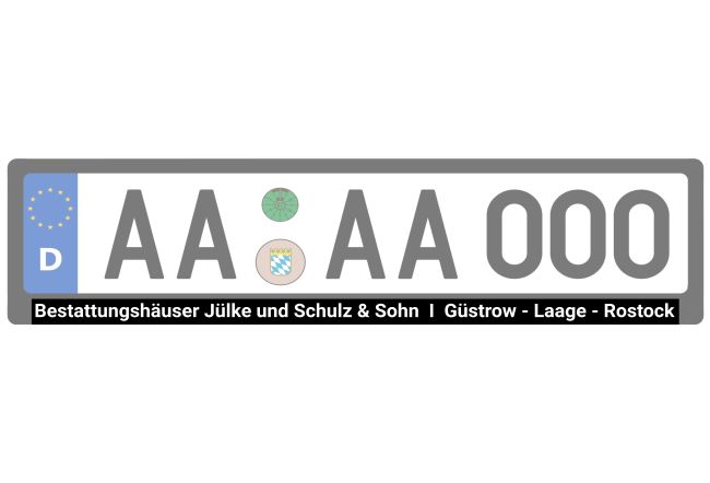 Bestattungshäuser Kennzeichenhalter Schild informativ auffallend schilder selbst gestalten
