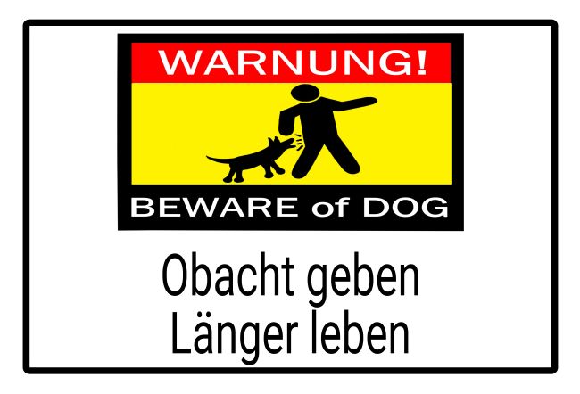 Beware of DOG Warnung-Zutrittverboten Schild auffallend schilder selbst gestalten