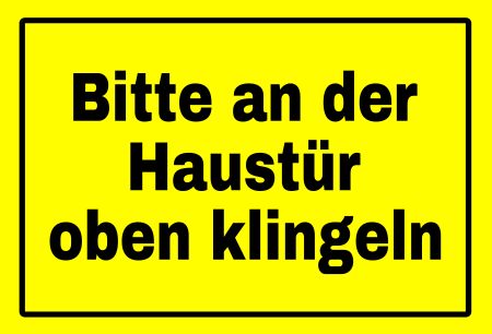 Bitte an der Haustür oben klingeln Hinweis Schild smart informativ schilder selbst gestalten