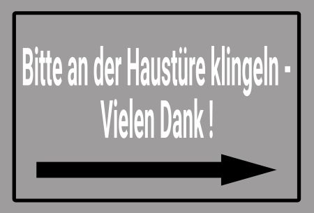 Bitte an der Haustüre klingeln Hinweis Schild smart kreativ spritzig schilder selbst gestalten