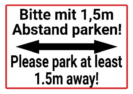 Bitte mit Abstand parken Parken-Verkehr Schild informativ auffallend schilder selbst gestalten