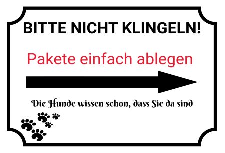 BITTE NICHT KLINGELN Hunde Schild informativ auffallend schilder selbst gestalten