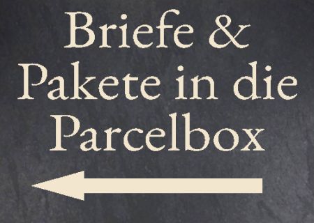 Briefe / Pakte in die Parcelbox Hinweis Schild kreativ informativ auffallend schilder selbst gestalten