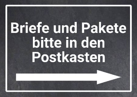 Briefe und Pakete bitte in den Postkasten Hinweis Schild smart kreativ schilder selbst gestalten