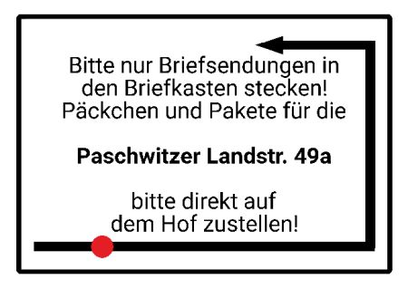 Briefsendungen in den Briefkasten stecken Hinweis Schild smart schilder selbst gestalten