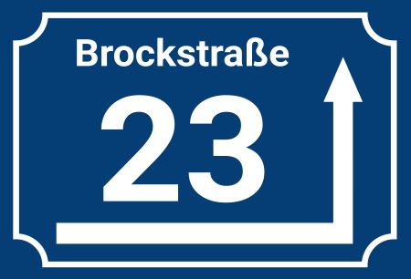 Brockstra&szlig;e um die Ecke Strassen-Hausnummern Schild kreativ informativ auffallend schilder selbst gestalten