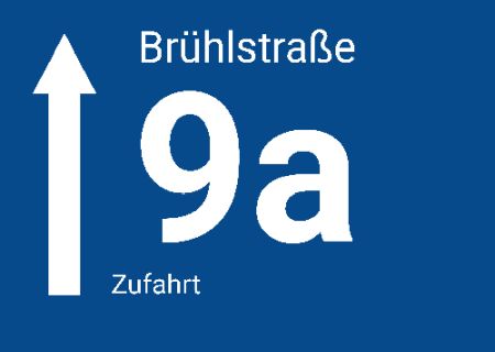Brühstraße 9a geradeaus Wegweiser Schild kreativ informativ auffallend schilder selbst gestalten