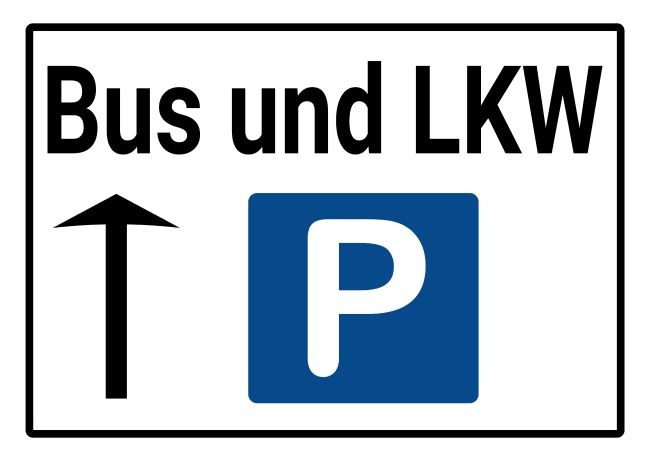 Bus und LKW Perkplatz Wegweiser Schild smart informativ auffallend schilder selbst gestalten