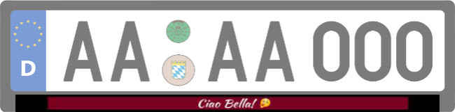 Ciao Bella Kennzeichenhalter Schild bunt kreativ informativ auffallend schilder selbst gestalten