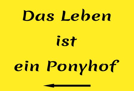 Das Leben ist ein Ponyhof Hinweis Schild informativ auffallend schilder selbst gestalten