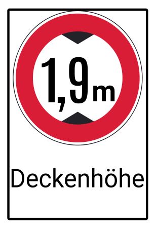 Deckenhöhe Hinweis Schild informativ auffallend schilder selbst gestalten