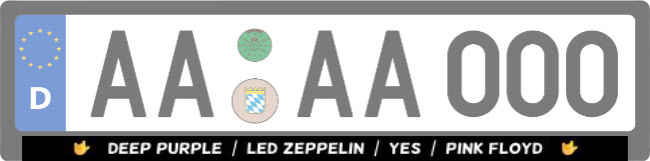 DEEP PURPLE / LED ZEPPELIN / Kennzeichenhalter Schild smart kreativ schilder selbst gestalten