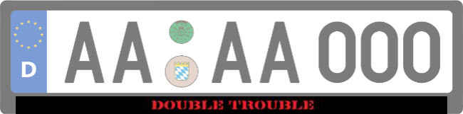 DOUBLE TROUBLE Kennzeichenhalter Schild informativ auffallend schilder selbst gestalten