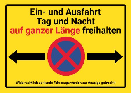 Ein- Ausfahrt Tag und Nacht freihalten Parken-Verkehr Schild kreativ informativ auffallend schilder selbst gestalten