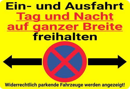 Ein- und Ausfahrt Tag und Nacht auf ganzer ... Parken-Verkehr Schild smart kreativ spritzig schilder selbst gestalten