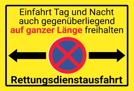 Einfahrt auf ganzer L&auml;nge freihalten Parken-Verkehr Schild bunt informativ auffallend schilder selbst gestalten