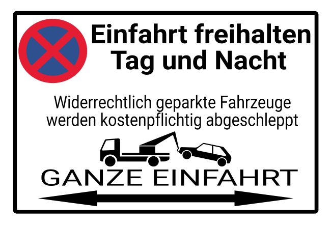 Einfahrt freihalten Parken-Verkehr Schild smart bunt informativ schilder selbst gestalten