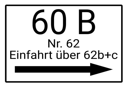 Einfahrt über 62b Strassen-Hausnummern Schild informativ auffallend schilder selbst gestalten