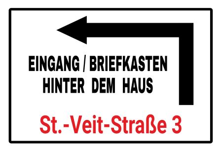 Eingang / Briefkasten hinterm Haus Wegweiser Schild kreativ informativ auffallend schilder selbst gestalten