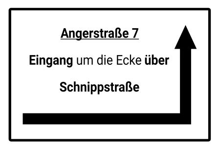 Eingang über Ecke Wegweiser Schild informativ auffallend schilder selbst gestalten