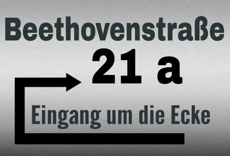 Eingang um die Ecke Wegweiser Schild spannend kreativ informativ auffallend schilder selbst gestalten