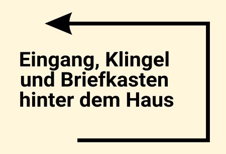 Eingang und Klingel hinterm Haus Wegweiser Schild informativ auffallend schilder selbst gestalten
