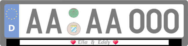 Ella & Eddy Kennzeichenhalter Schild kreativ informativ auffallend schilder selbst gestalten