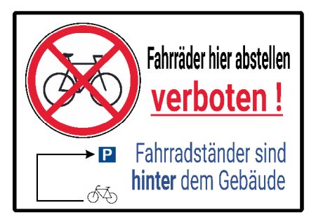 Fahrräder hier abstellen verboten! Hinweis Schild smart bunt schilder selbst gestalten