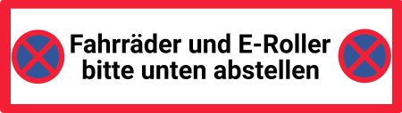 Fahrr&auml;der und E-Roller Parken-Verkehr Schild informativ auffallend schilder selbst gestalten